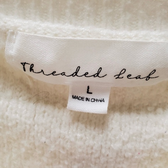 Anthropologie Treaded Leaf cream sweater lg - Picture 4 of 4